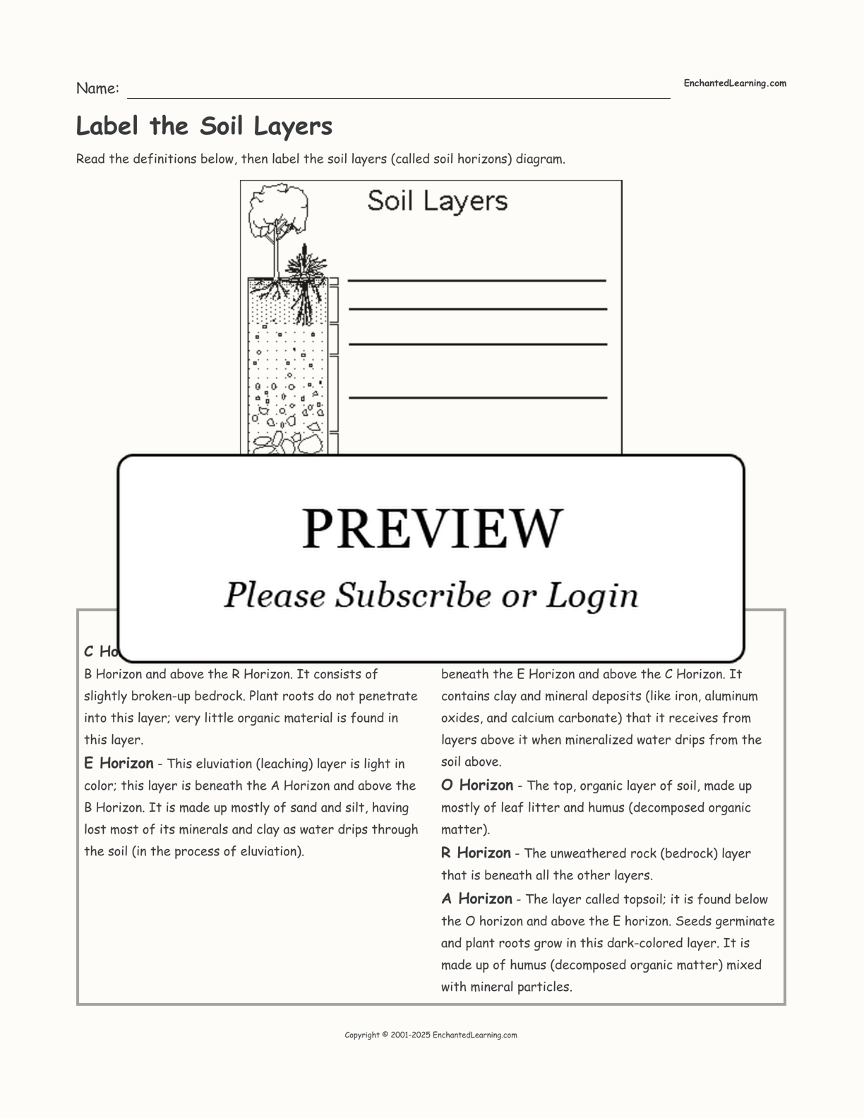 Label the Soil Layers Printout Enchanted Learning