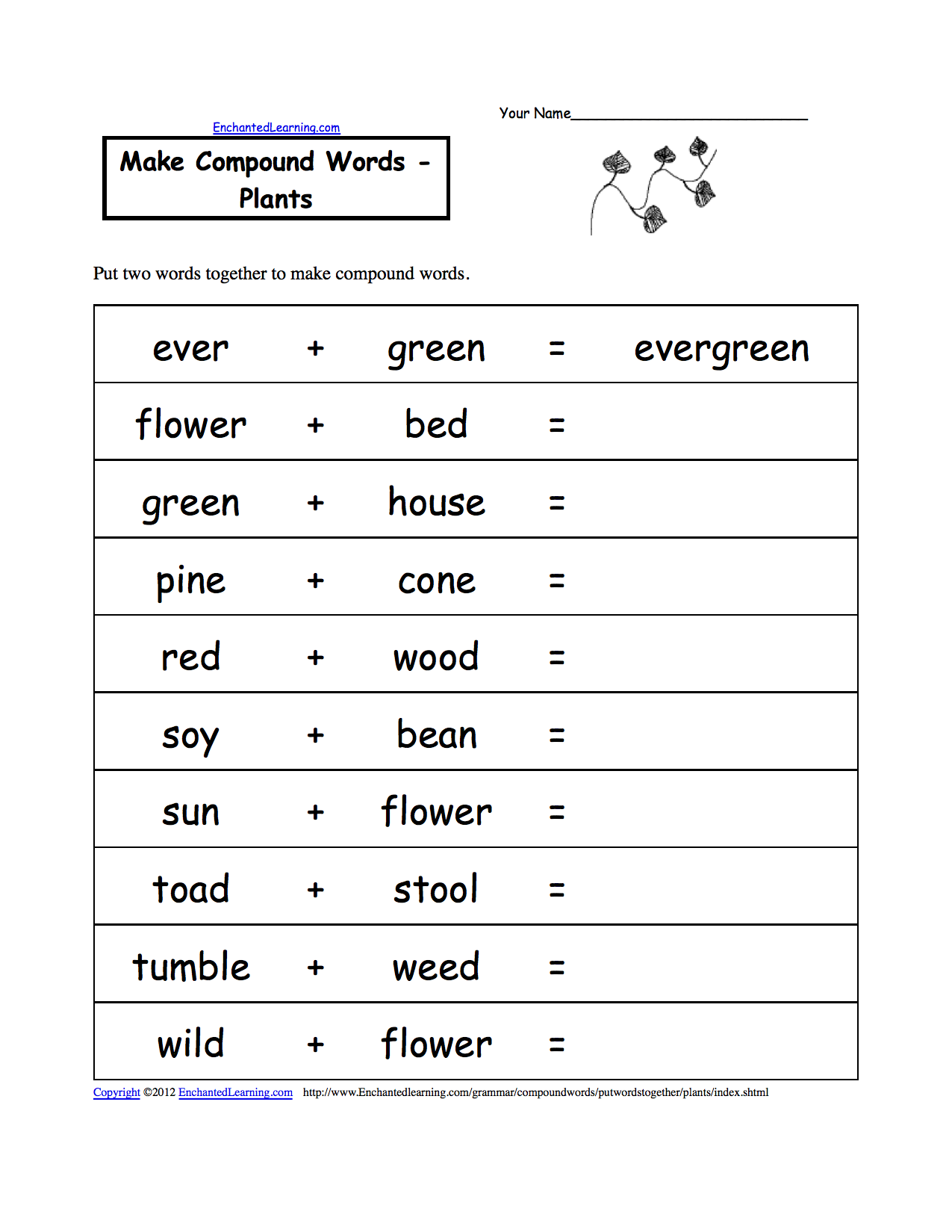 make compound words printable worksheets enchantedlearning com