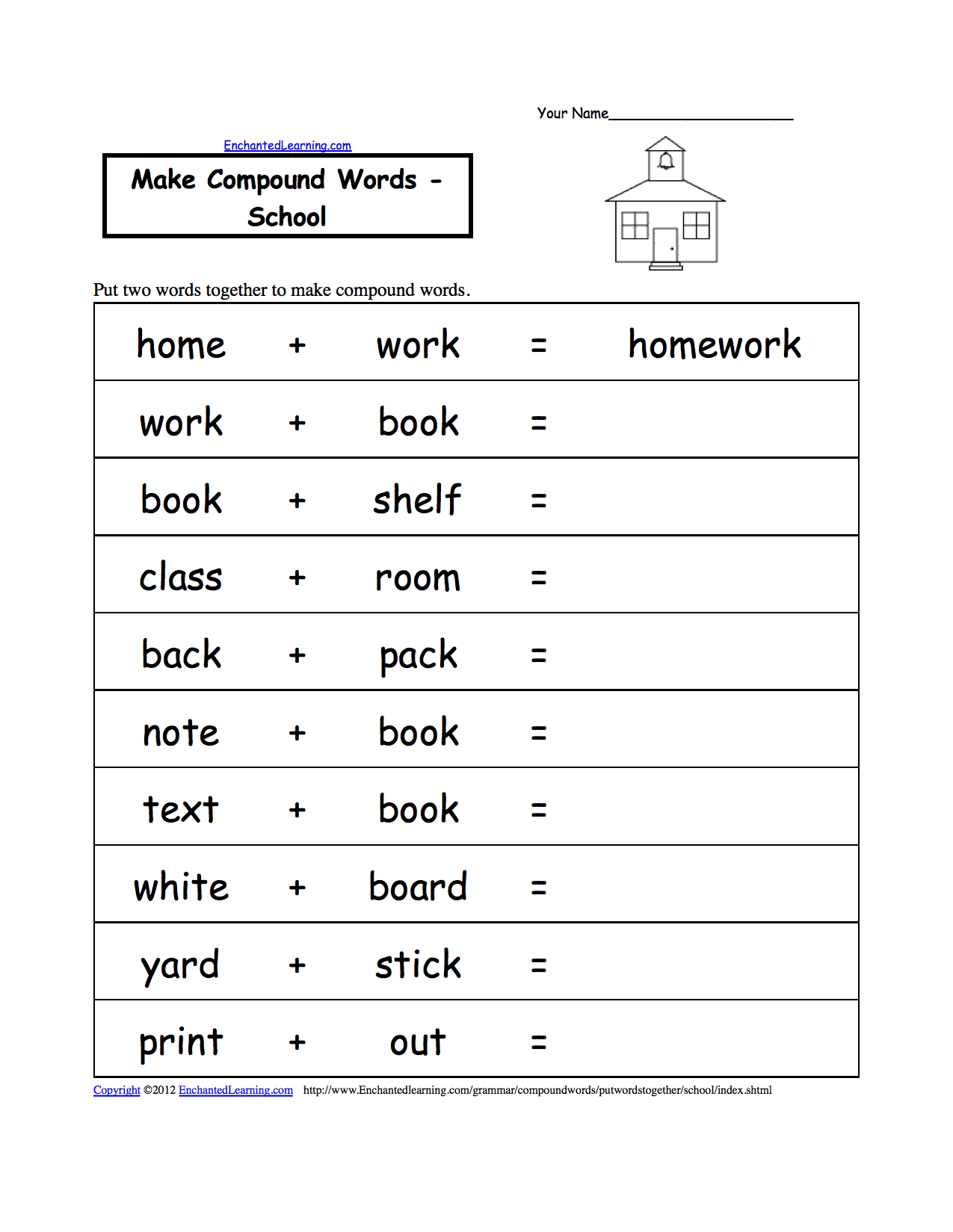 spelling worksheets school theme page at enchantedlearning com