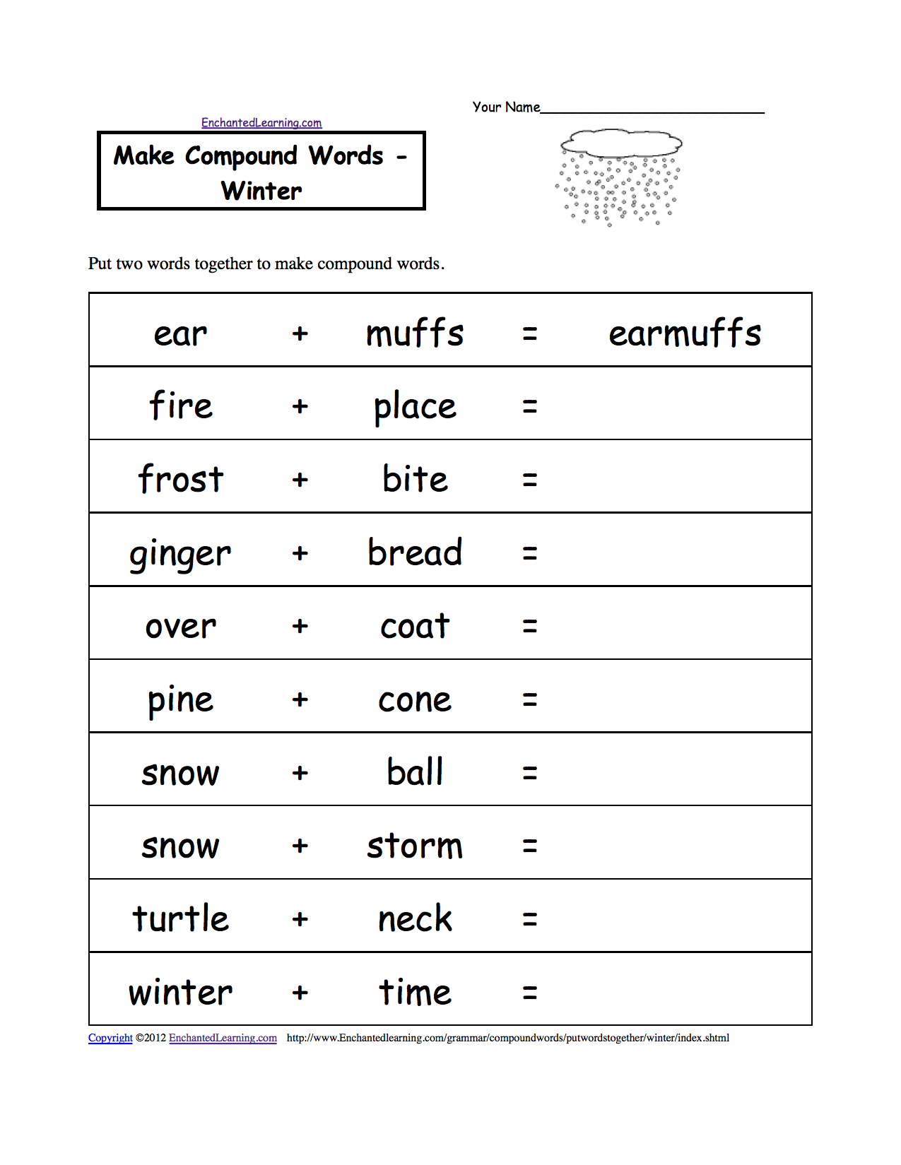 spelling worksheets winter k 3 theme page at enchantedlearning com