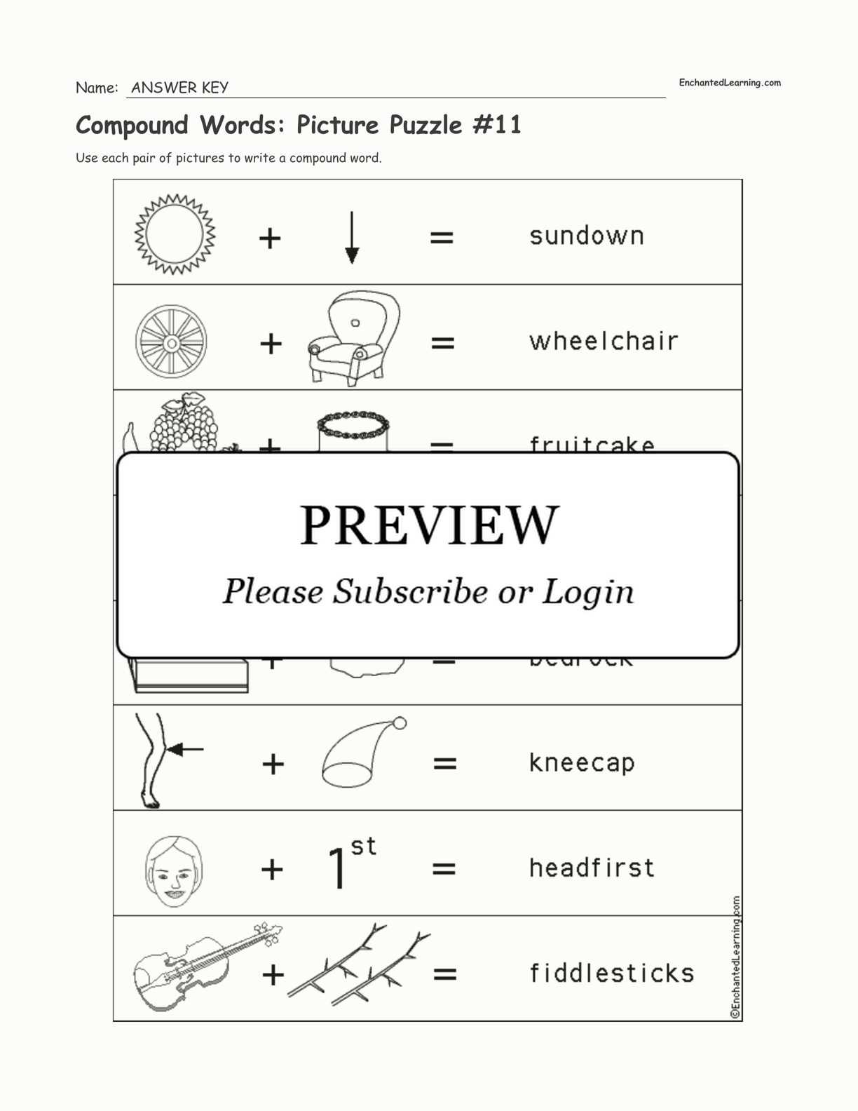 Compound Words: Picture Puzzle #11 interactive worksheet page 2