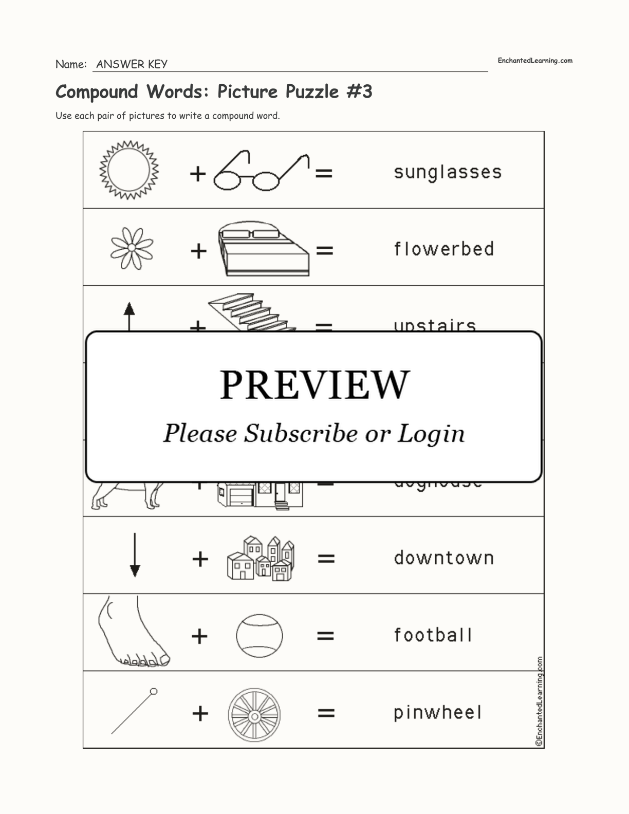 Compound Words: Picture Puzzle #3 interactive worksheet page 2