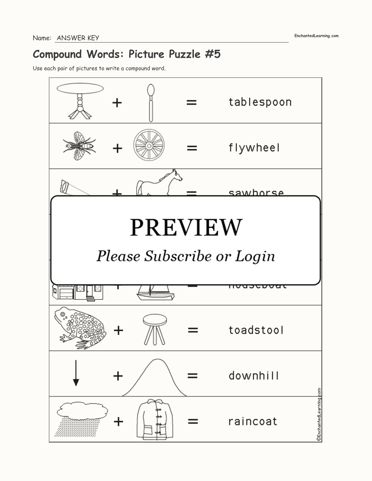 Compound Words: Picture Puzzle #5 interactive worksheet page 2