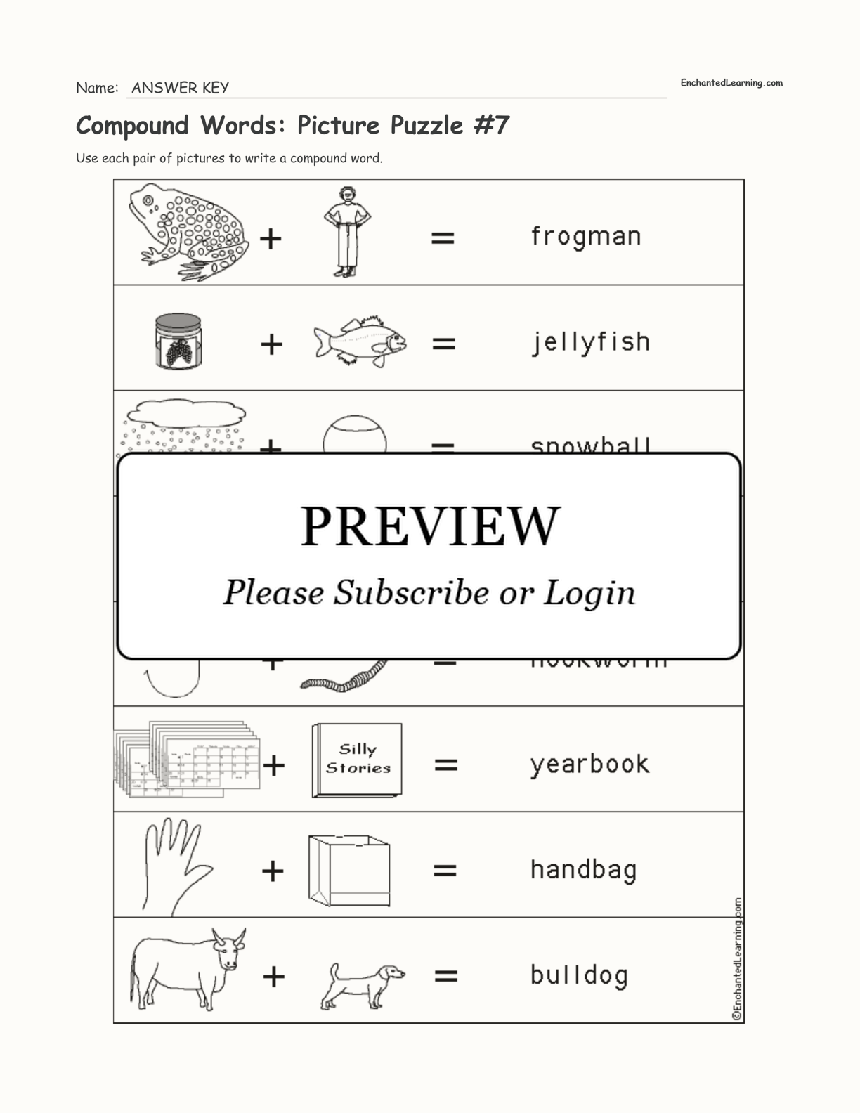 Compound Words: Picture Puzzle #7 interactive worksheet page 2