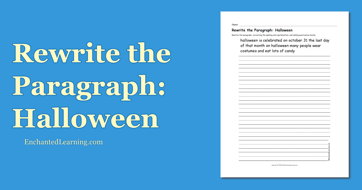 Rewrite the Paragraph Halloween Printout Enchanted Learning