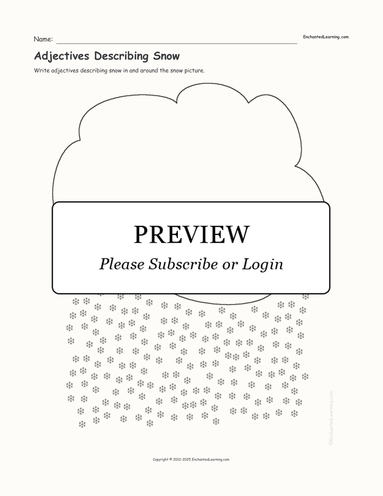 Adjectives Describing Snow interactive worksheet page 1