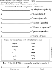 nouns collective worksheet noun grammar enchantedlearning grade plurals birds trees animals worksheets printable speech using activities experts early 2006 december