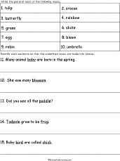 plural nouns plus worksheets enchantedlearningcom