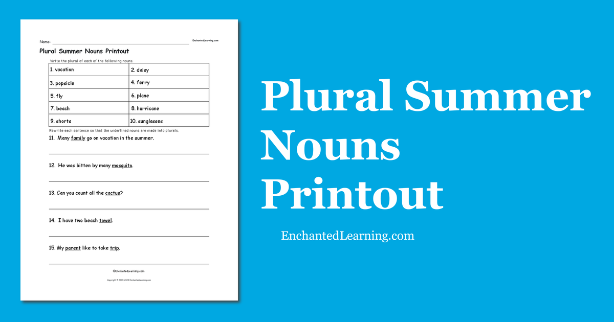 plural-summer-nouns-printout-enchanted-learning