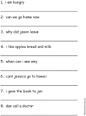 capitalize and punctuate the sentences printout enchantedlearning com