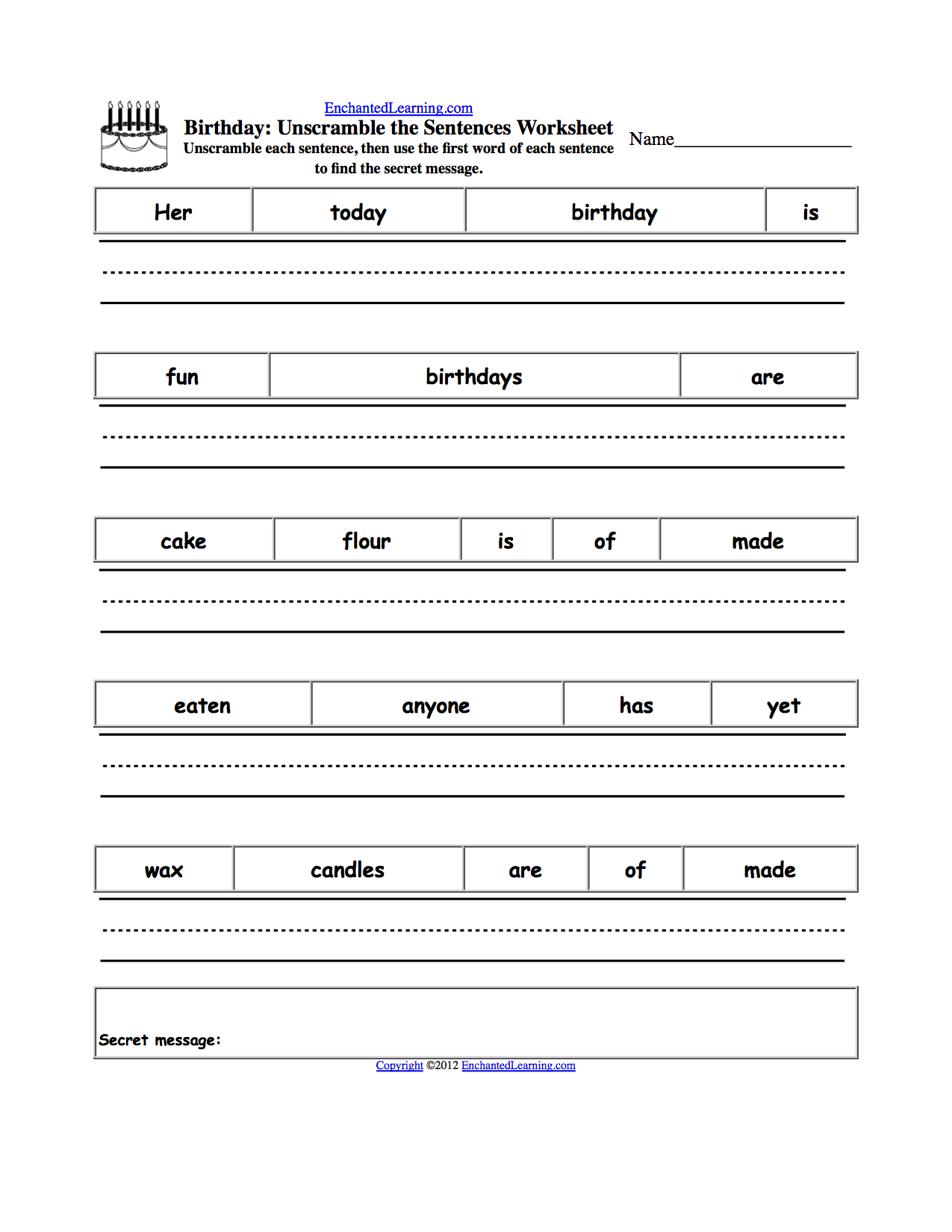 unscramble the sentences