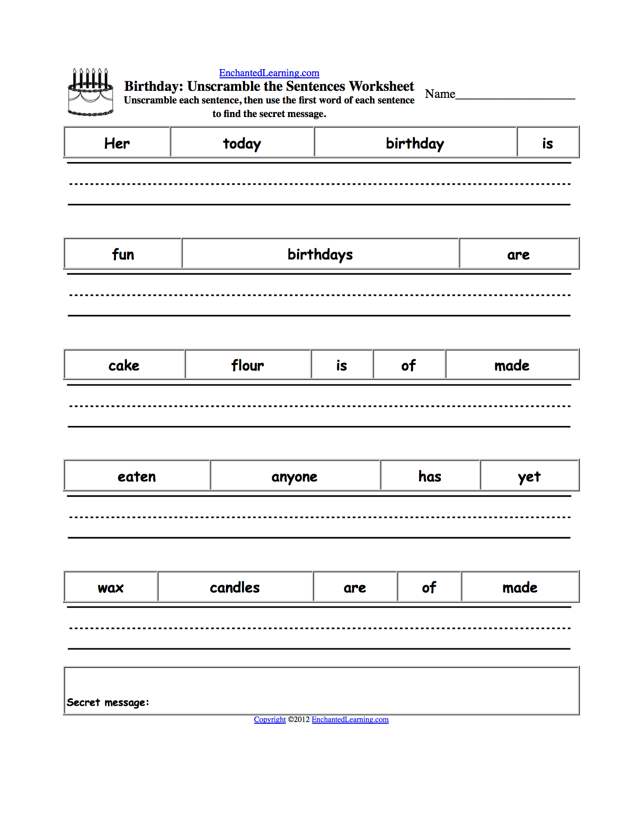 Unscramble The Sentences Worksheets EnchantedLearning