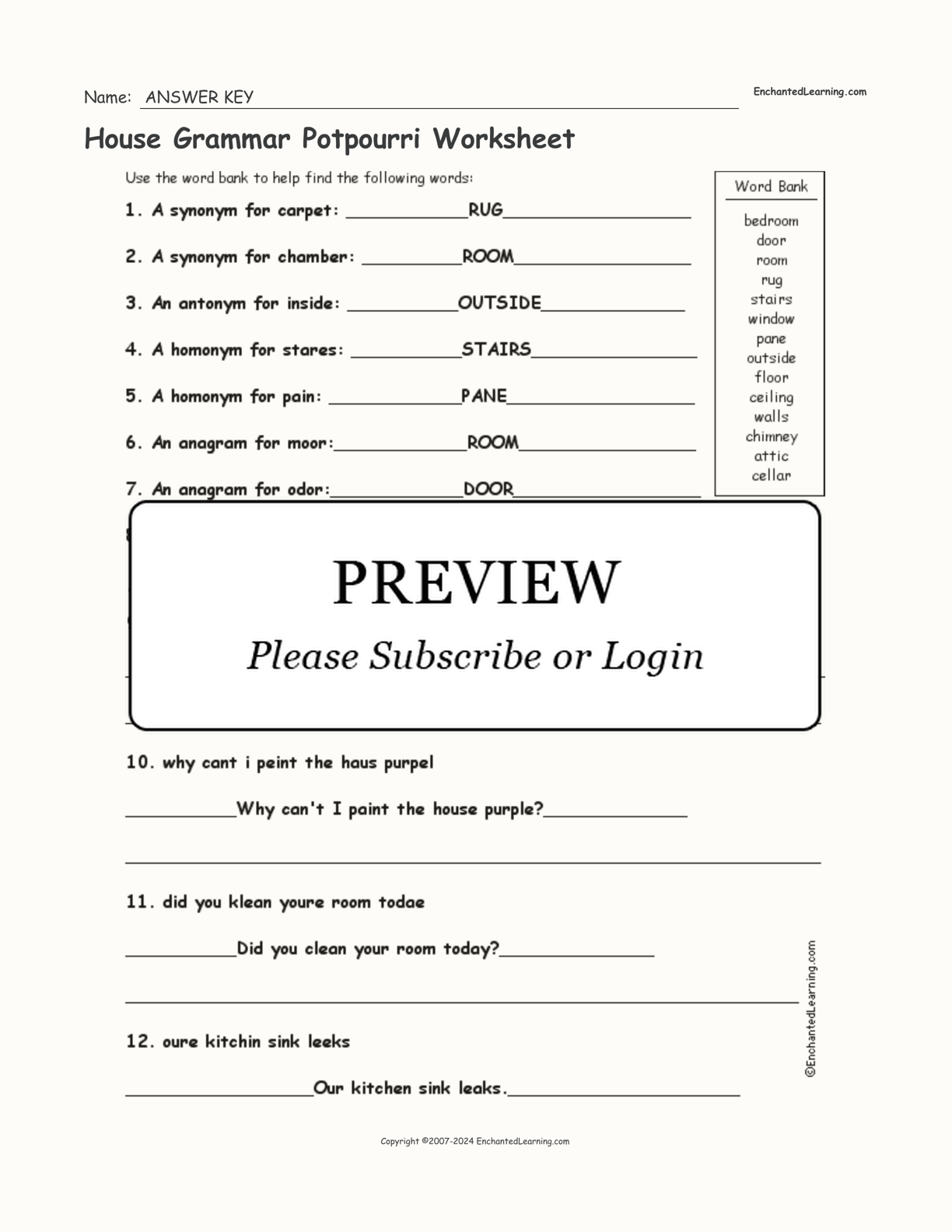 House Grammar Potpourri Worksheet interactive worksheet page 2