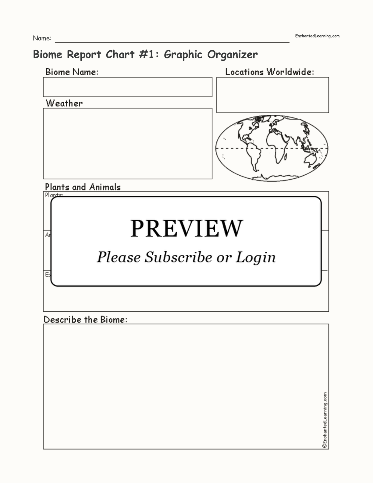 Biome Report Chart #1: Graphic Organizer interactive worksheet page 1