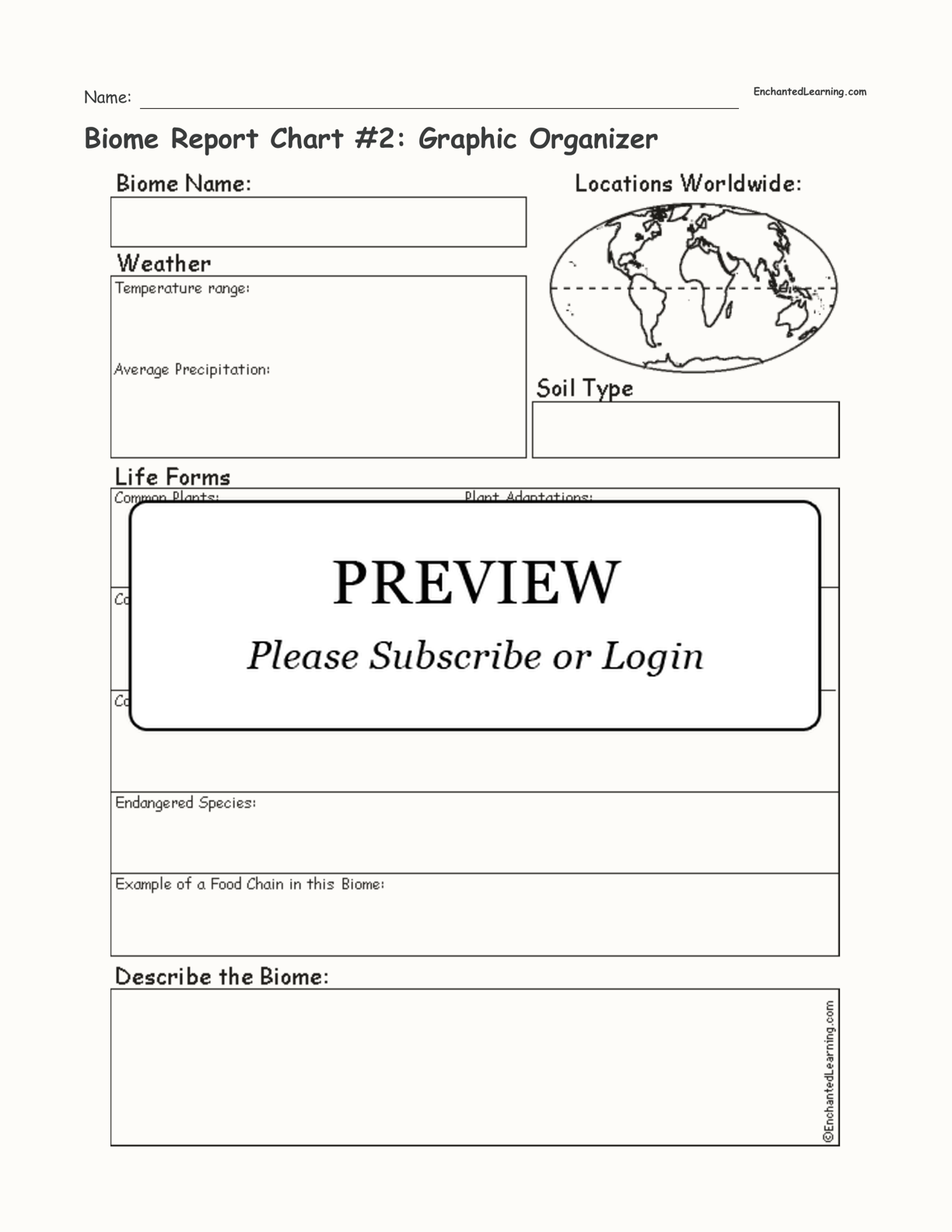 Biome Report Chart #2: Graphic Organizer interactive worksheet page 1