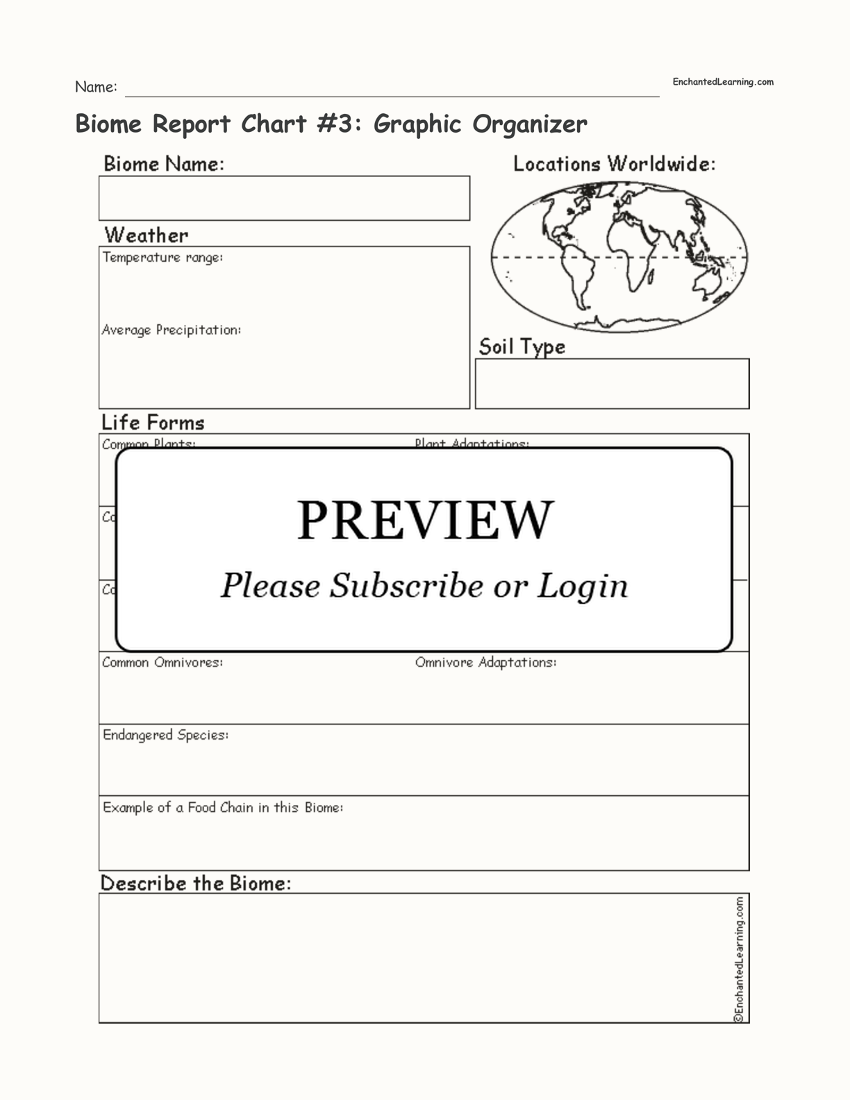 Biome Report Chart #3: Graphic Organizer interactive worksheet page 1