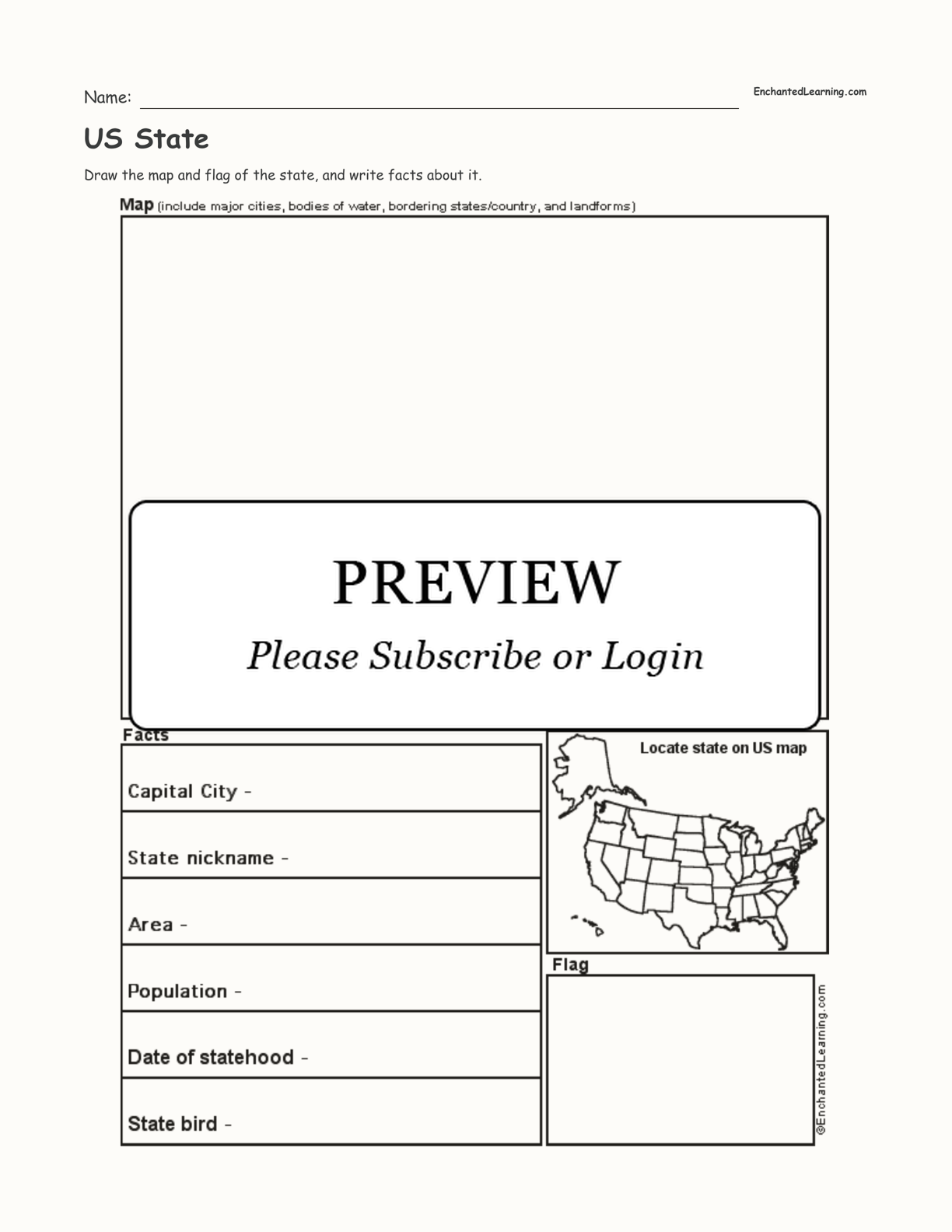 US State interactive printout page 1