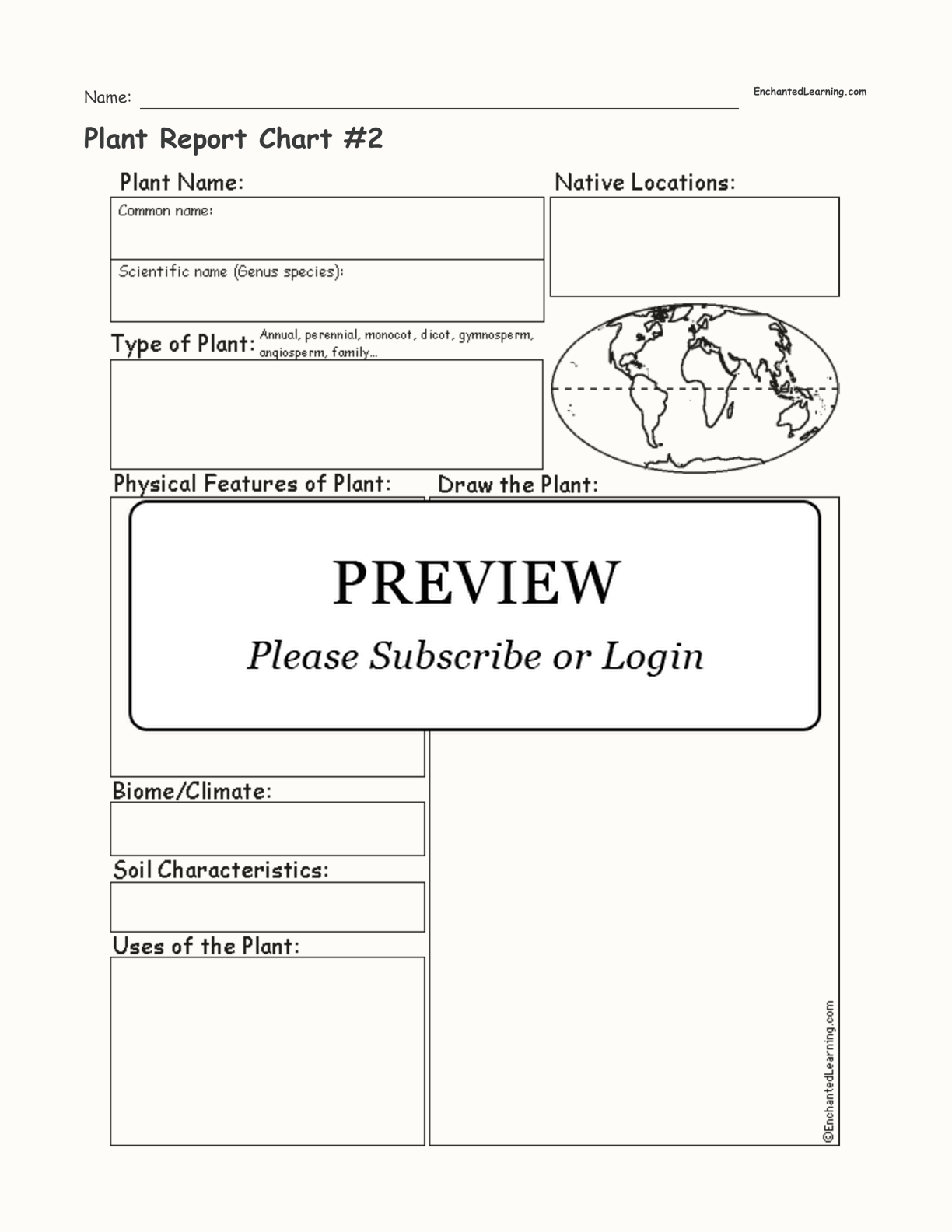 Plant Report Chart #2 interactive printout page 1