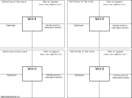 Search result: 'Vocabulary 4-Square Chart 4 Words Printout: Graphic Organizers'