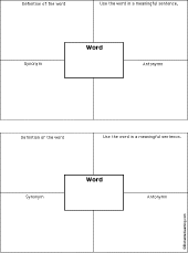 Search result: 'Vocabulary 4-Square Chart Printout: Graphic Organizers'