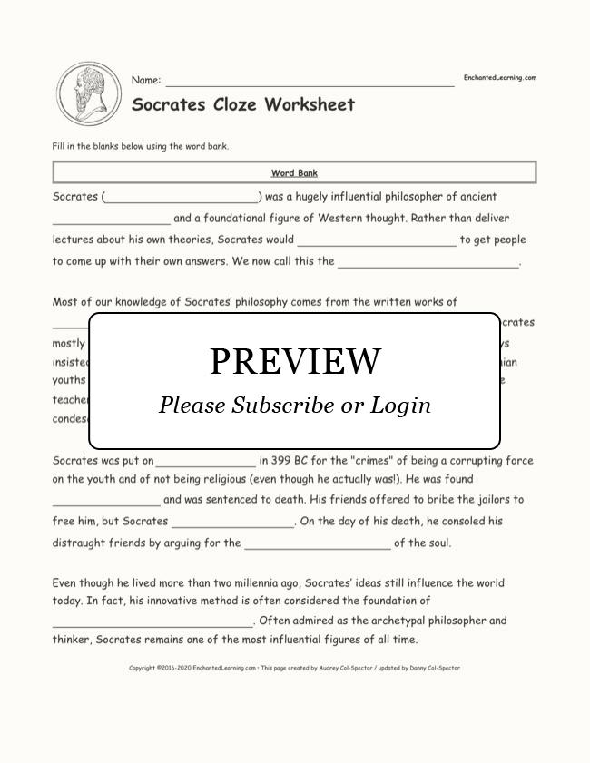 Socrates Cloze Worksheet