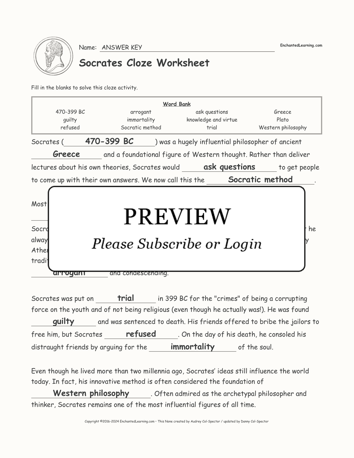 Socrates Cloze Worksheet interactive worksheet page 2