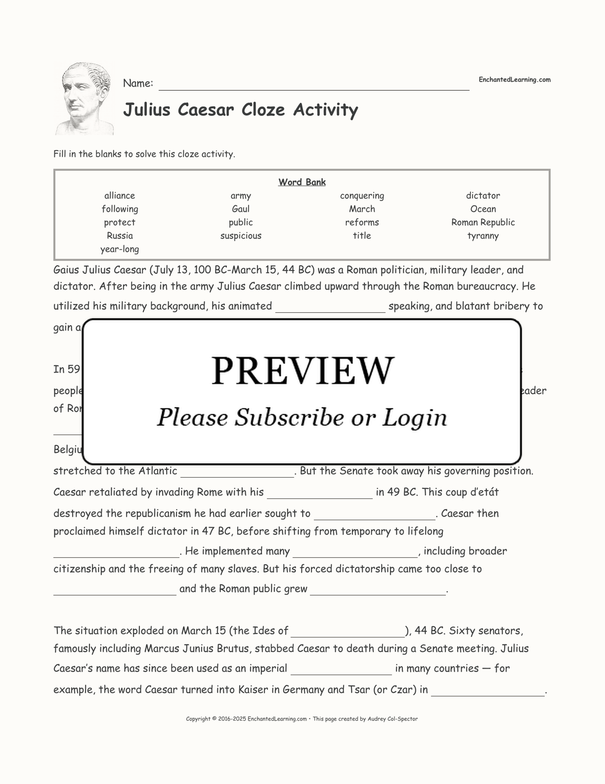 Julius Caesar Worksheets Pdf