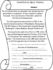 Search result: 'US Constitution Quiz 4 Answers: The Bill of Rights: Read and Answer Activity'