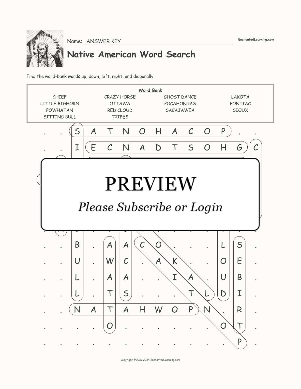 Native American Word Search interactive worksheet page 2
