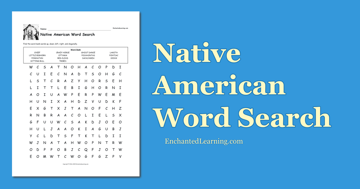 Native American Word Search Enchanted Learning