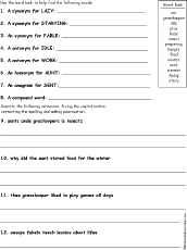 The Ant and The Grasshopper Grammar Worksheet