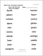 Match the Astronomy Anagrams