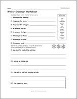 Winter Grammar Worksheet