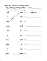 Match the Syllables: Landform Words