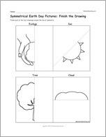 Symmetrical Earth Day Pictures: Finish the Drawing