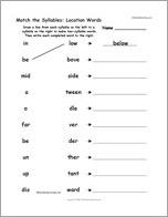 Match the Syllables: Location Words