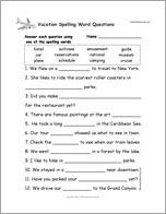 Vacation Spelling Word Questions