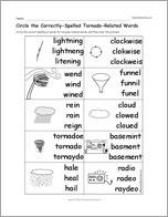 Circle the Correctly-Spelled Tornado-Related Words