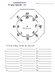 Make Words Wheel -i-: Printable Worksheet