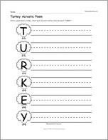 Turkey Acrostic Poem