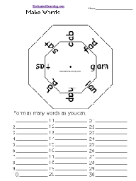 Make Words Wheel -a-: Printable Worksheet