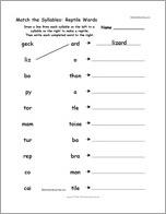 Match the Syllables: Reptile Words