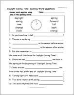 Daylight Saving Time: Spelling Word Questions