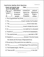 Constitution Spelling Word Questions