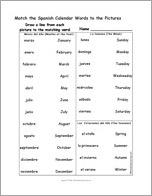 Match the Spanish Calendar Words to the Pictures