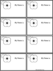 Poppy Nametag Printable (Black-and-White)