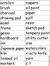 Find Art Supplies for Each Letter