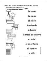 Match the Spanish Furniture Words to the Pictures