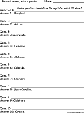 USA #3: Write a Question for Each Answer