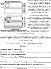 US Flag Day Read and Answer Worksheet